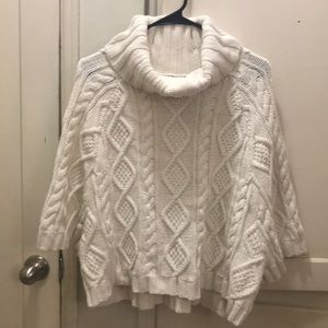 Gap Cream Knit Sweater Poncho Style Cowl Neck XXL
